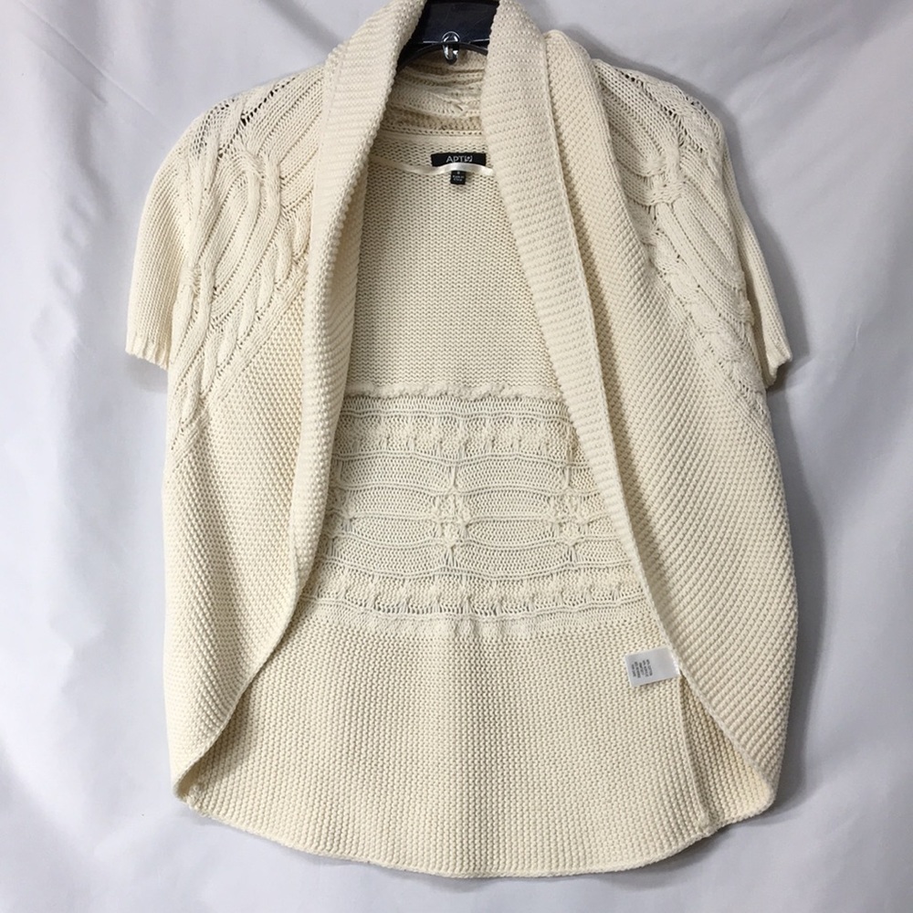 Apt 9 Women’s Cream Short-Sleeve Knit Cardigan Size S Like-NEW Condition